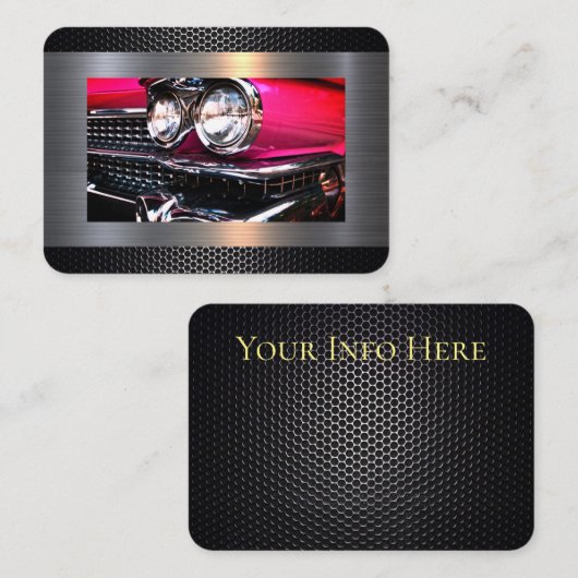 ピンクのキャデラックのクロムグリル 名刺 (正面/裏面)