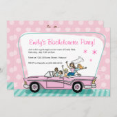 ピンクのキャデラックを持つバチェロレッテの招待状 招待状 (正面/裏面)
