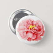 ピンクのキャベツばら色の花のぼろぼろのコテージ 缶バッジ (正面&裏面)