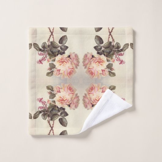 ピンクのキャベツばら色の花のBathタオルセット バスタオルセット (ウォッシュタオル)