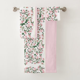 ピンクのキャベツバラのバラのつぼみの花のBathタオルセット バスタオルセット