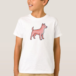 ピンクのキャラクタードッグ Tシャツ
