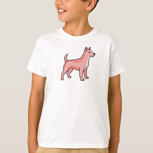 ピンクのキャラクタードッグ Tシャツ (正面)