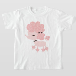 ピンクのキャラクターフレンチ・プードル Tシャツ