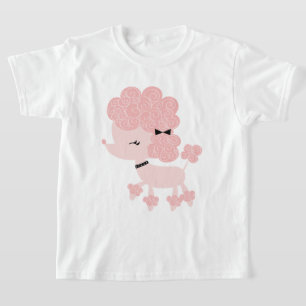 ピンクのキャラクターフレンチ・プードル Tシャツ