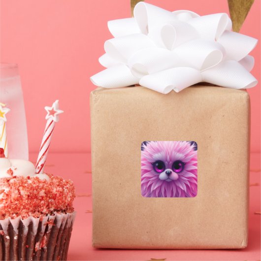 ピンクのキャラクター スクエアシール (パーティー)