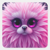 ピンクのキャラクター スクエアシール (正面)