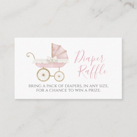 ピンクのキャリッジおむつラッフルカード エンクロージャーカード (正面)