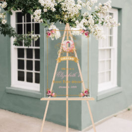 ピンクのキャリッジプリンセスベビーシャワーウェルカム アクリルサイン