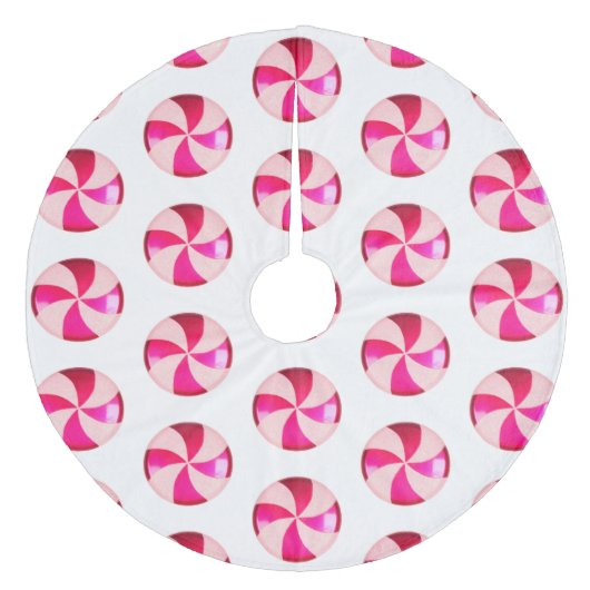 ピンクのキャンディクリスマスツリースカート フリース ツリースカート (正面)