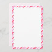ピンクのキャンディケーン ボーダー クリスマス ブランク カスタム テキスト 招待状 (正面/裏面)