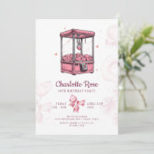 ピンクのキャンディランドアーケードガールバースデーパーティーInvitati 招待状 (スタンド正面)