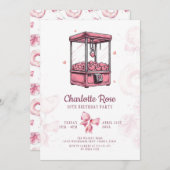 ピンクのキャンディランドアーケードガールバースデーパーティーInvitati 招待状 (正面/裏面)