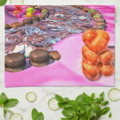 ピンクのキャンディランド キッチンタオル (折り畳み)