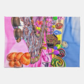 ピンクのキャンディランド キッチンタオル (横)