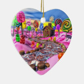 ピンクのキャンディランド セラミックオーナメント (右)