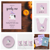 ピンクのキュートなハロウィーンのゴースト 1歳の女の子の誕生日パーティー 招待状