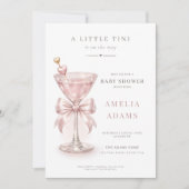 ピンクのキュートなリボンの女の子ベビーシャワー「A Tini One」 招待状 (正面)