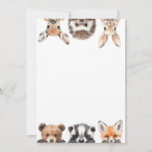 ピンクのキュートな森の動物 ベビーシャワー サンキューカード (裏面)