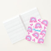 ピンクのキュートな虹の花の女の子の名前カスタマイズ ノートブック (内部)