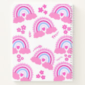 ピンクのキュートな虹の花の女の子の名前カスタマイズ ノートブック (裏面)
