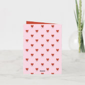 ピンクのキュートな赤いハートのシームレスなラブパターン シーズンカード (裏面)