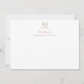 ピンクのキューピッドの矢と弓とハートのブライダルシャワー サンキューカード (正面)