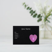 ピンクのキューピッドレースハートモノグラムブラック紙 名刺 (スタンド正面)