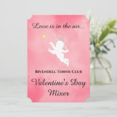 ピンクのキューピッド テニスプレーヤー イベント 招待状 (スタンド正面)