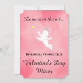 ピンクのキューピッド テニスプレーヤー イベント 招待状 (正面)