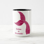ピンクのキラキラしたマーメイド マグカップ (中央)