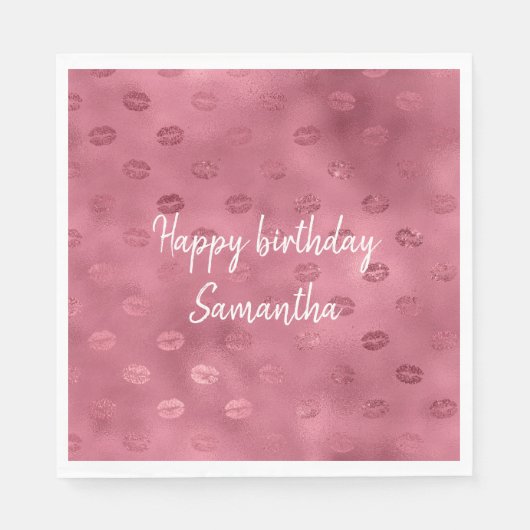 ピンクのキラキラした唇 スタンダードランチョンナプキン (正面)