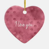 ピンクのキラキラした唇 セラミックオーナメント (正面)