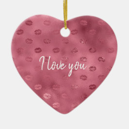 ピンクのキラキラした唇 セラミックオーナメント