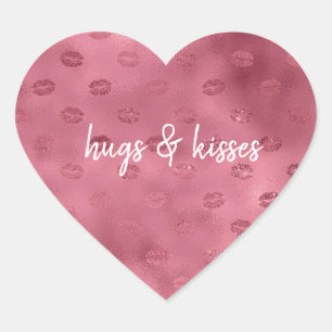 ピンクのキラキラした唇 ハートシール