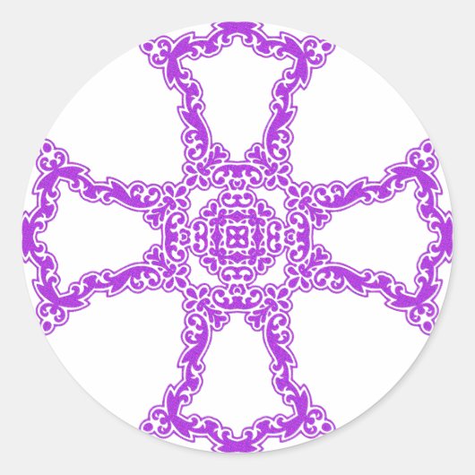 ピンクのキリスト教の十字架 モダンな美意識の芸術 ラウンドシール (正面)
