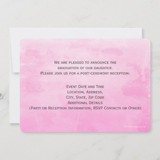 ピンクのキリスト教の聖句カスタムの写真卒業 案内状 (裏面)