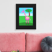 ピンクのキリンが私の裏庭のキャンバスプリントに住んでいる キャンバスプリント (インサイチュ (リビング))