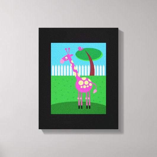 ピンクのキリンが私の裏庭のキャンバスプリントに住んでいる キャンバスプリント (正面)