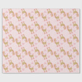 ピンクのキリンのジャングルサファリその女の子の赤ちゃんシャワー ラッピングペーパー (フラット)