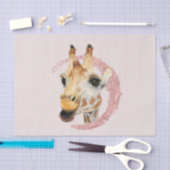 ピンクのキリンの水彩画の絵画でかわいらしい 薄葉紙 (クラフト)