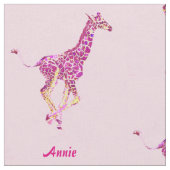 ピンクのキリンのpersonalizable生地 ファブリック (クローズアップ)