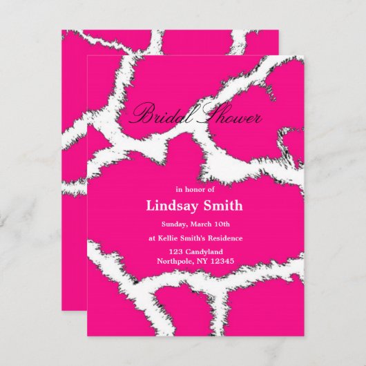 ピンクのキリン柄のブライダルシャワー招待状 招待状 (正面/裏面)