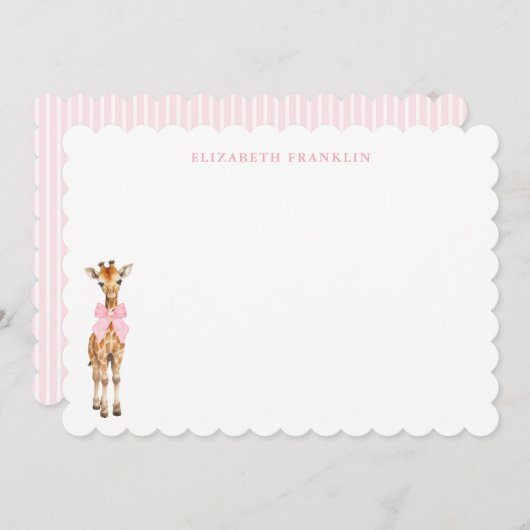 ピンクのキリン 女の子のベビーシャワー ノート (正面/裏面)