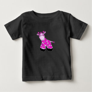 ピンクのキリンTシャツ ベビーTシャツ