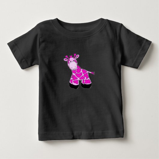 ピンクのキリンTシャツ ベビーTシャツ (正面)
