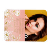 ピンクのキンセアニェラと金ゴールドスペインの日付の保存 マグネット (横)