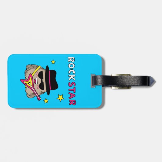 ピンクのギターが付いているかわいく、おもしろいなロックスター ラゲッジタグ (裏面横)