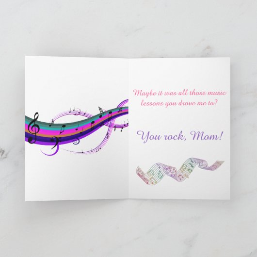 ピンクのギターの木の母の日カード カード (内部)