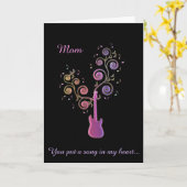 ピンクのギターの木の母の日カード カード (黄色い花)